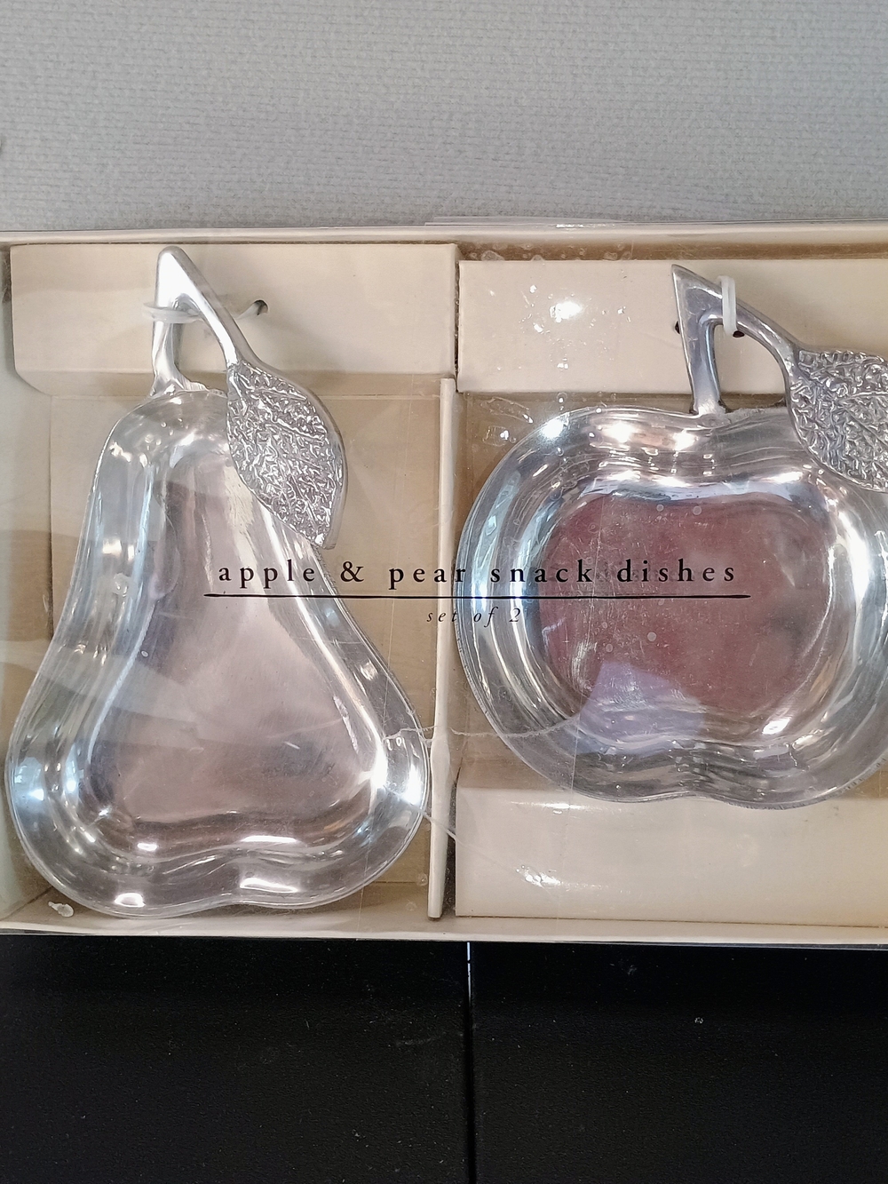 Pier 1 Silver Apple & Pear Snack Dishes